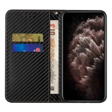 SKALO Samsung S24 Carbon Fiber Lompakkokotelo - Musta