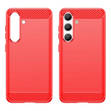 SKALO Samsung S24 Armor Carbon Iskunkestävä TPU suojakuori - Punainen