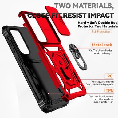 SKALO Samsung S24 Armor hybridi metallirengas kameran liukusäädin - Punainen