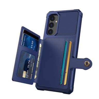 SKALO Samsung A05s 4G Iskunkestävä kuori lompakolla - Sininen