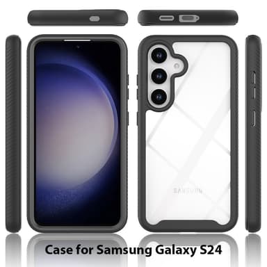 SKALO Samsung S24 Iskunkestävä Clear Hybridi Suojakuori - Musta