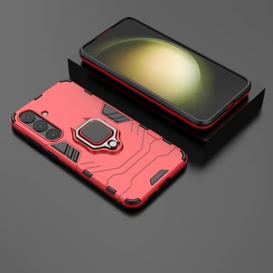 SKALO Samsung S24+ Armor Hybridi metallirengas kuori - Punainen