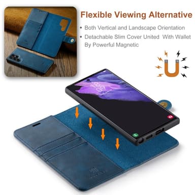 DG MING Samsung S24 Ultra 2-in-1 magneetti lompakkokotelo - Sininen