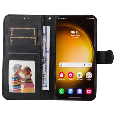 SKALO Samsung S24 Ultra PU-nahkainen Lompakkokotelo - Musta