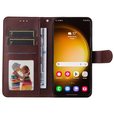 SKALO Samsung S24 Ultra PU-nahkainen Lompakkokotelo - Ruskea