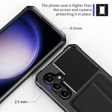 SKALO Samsung S23 FE Iskunkestävä Nahkainen Korttikotelo - Musta