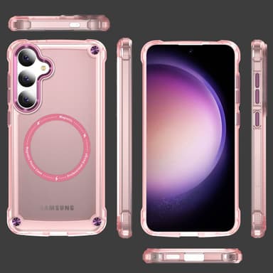 SKALO Samsung S24 Läpinäkyvä TPU Magneetti/Metal Suojakuori - Pinkki