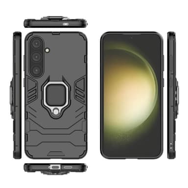 SKALO Samsung S24+ Armor Hybridi metallirengas kuori - Musta