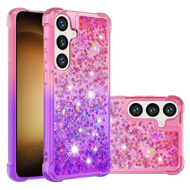 SKALO Samsung S24 Juoksuhiekka Glitter Sydämet TPU kuori - Pinkki-Violetti