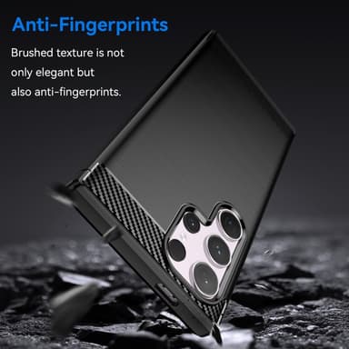 SKALO Samsung S24 Ultra Armor Carbon Iskunkestävä TPU suojakuori - Musta