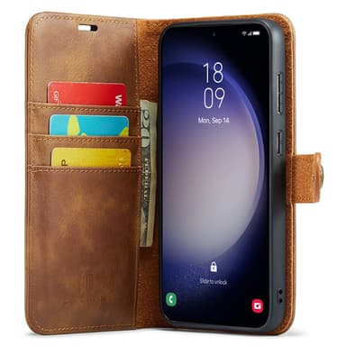 DG MING Samsung S23 FE 2-in-1 magneetti lompakkokotelo - Ruskea