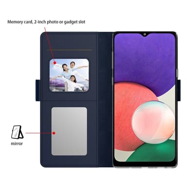 SKALO Samsung S24 Kortinhaltijan peililompakko - Sininen