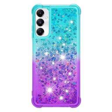 SKALO Samsung A05s 4G Juoksuhiekka Glitter Sydämet TPU kuori - Turkoosi-Violetti