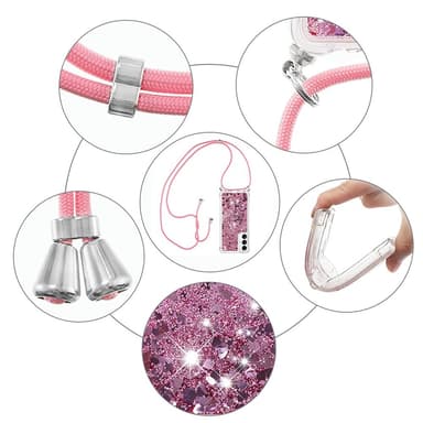 SKALO Samsung A05s 4G Juoksuhiekka Glitter Mobile kaulapanta - Pinkki