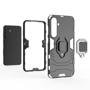 SKALO Samsung S24+ Armor Hybridi metallirengas kuori - Musta