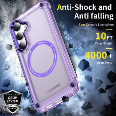 SKALO Samsung S24 Läpinäkyvä TPU Magneetti/Metal Suojakuori - Violetti