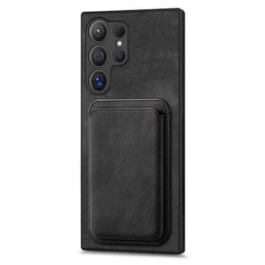 SKALO Samsung S24 Ultra PU-nahkakuori, jossa on irrotettava magneettinen lompakko - Musta