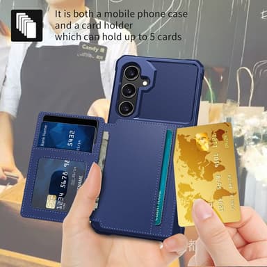 SKALO Samsung S24 Iskunkestävä kuori lompakolla - Sininen