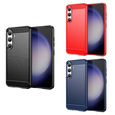 SKALO Samsung S24 Armor Carbon Iskunkestävä TPU suojakuori - Punainen