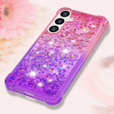 SKALO Samsung S24 Juoksuhiekka Glitter Sydämet TPU kuori - Pinkki-Violetti