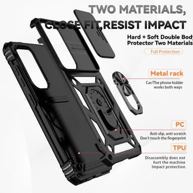 SKALO Samsung S24+ Armor hybridi metallirengas kameran liukusäädin - Musta