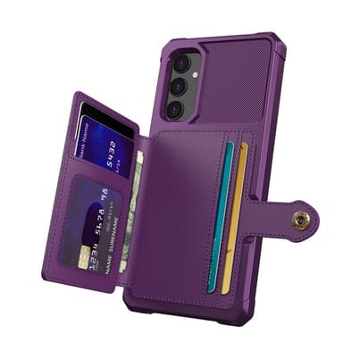 SKALO Samsung A05s 4G Iskunkestävä kuori lompakolla - Violetti