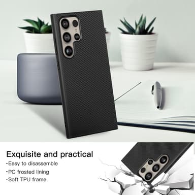 SKALO Samsung S24 Ultra Carbon Fiber TPU-suojakuori - Musta