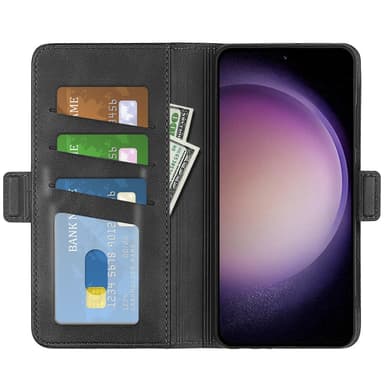 SKALO Samsung S23 FE Premium Wallet Lompakkokotelo - Musta