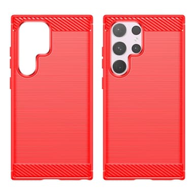 SKALO Samsung S24 Ultra Armor Carbon Iskunkestävä TPU suojakuori - Punainen