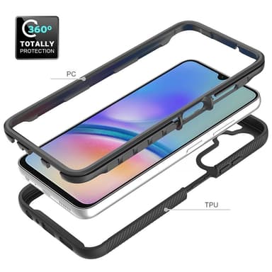SKALO Samsung A05s 4G Iskunkestävä Clear Hybridi Suojakuori - Musta