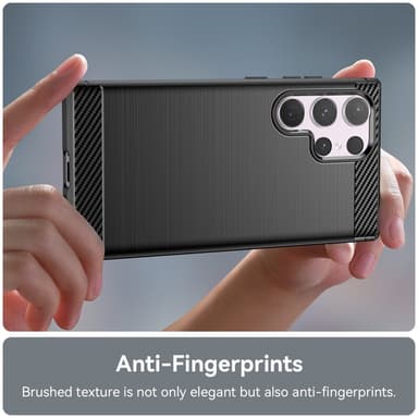 SKALO Samsung S24 Ultra Armor Carbon Iskunkestävä TPU suojakuori - Musta