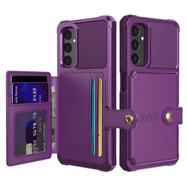 SKALO Samsung A05s 4G Iskunkestävä kuori lompakolla - Violetti