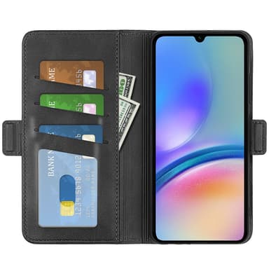SKALO Samsung A05s 4G Premium Wallet Lompakkokotelo - Musta