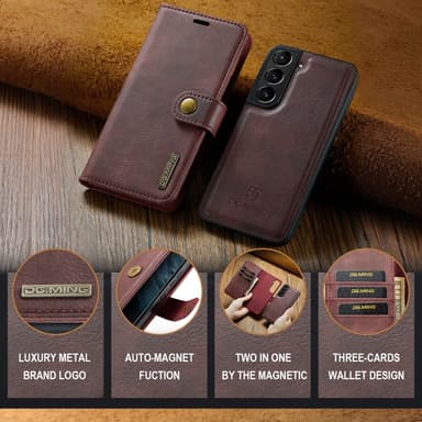 DG MING Samsung S24+ 2-in-1 magneetti lompakkokotelo - Punainen