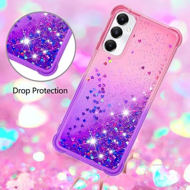 SKALO Samsung A05s 4G Juoksuhiekka Glitter Sydämet TPU kuori - Pinkki-Violetti