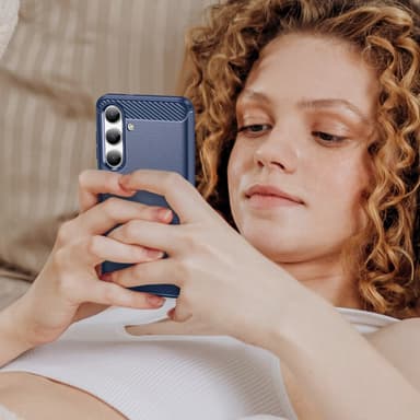 SKALO Samsung S24 Armor Carbon Iskunkestävä TPU suojakuori - Sininen