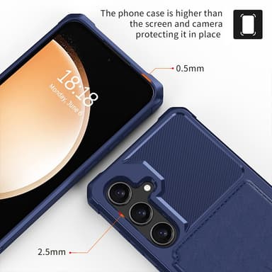 SKALO Samsung S24 Iskunkestävä kuori lompakolla - Sininen