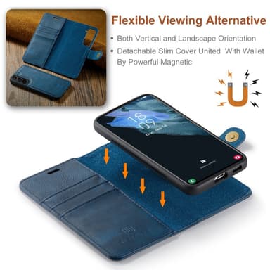 DG MING Samsung S24 2-in-1 magneetti lompakkokotelo - Sininen