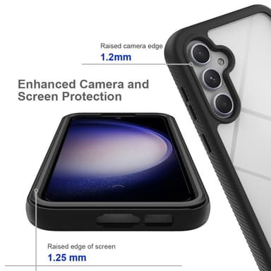 SKALO Samsung S23 FE Iskunkestävä Clear Hybridi Suojakuori - Musta