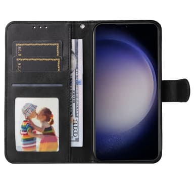 SKALO Samsung S23 FE PU-nahkainen Lompakkokotelo - Musta