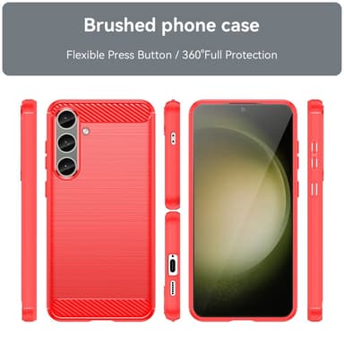 SKALO Samsung S24+ Armor Carbon Iskunkestävä TPU suojakuori - Punainen