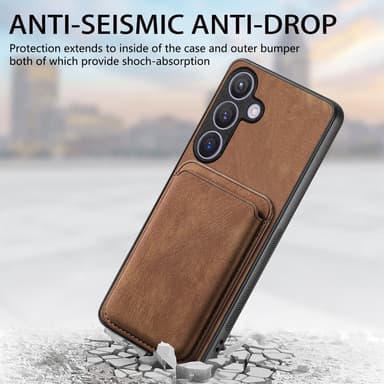 SKALO Samsung S24 PU-nahkakuori, jossa on irrotettava magneettinen lompakko - Ruskea