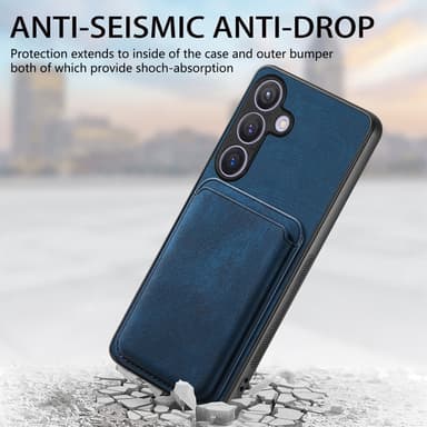 SKALO Samsung S24 PU-nahkakuori, jossa on irrotettava magneettinen lompakko - Sininen