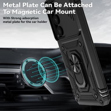 SKALO Samsung S24+ Armor hybridi metallirengas kameran liukusäädin - Musta