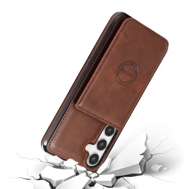 SKALO Samsung S24 PU-nahkainen Suojakuori Lompakolla - Ruskea