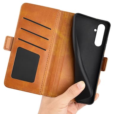 SKALO Samsung A05s 4G Premium Wallet Lompakkokotelo - Vaaleanruskea