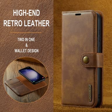 DG MING Samsung S23 FE 2-in-1 magneetti lompakkokotelo - Ruskea