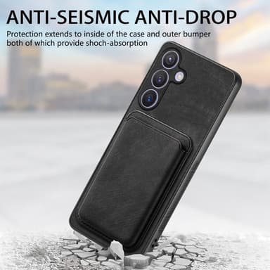 SKALO Samsung S24+ PU-nahkakuori, jossa on irrotettava magneettinen lompakko - Musta