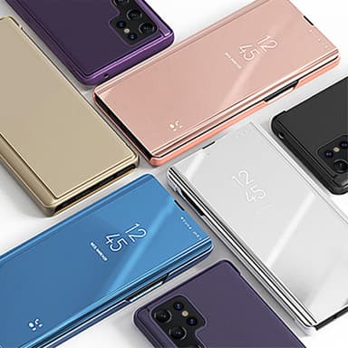 SKALO Samsung S24 Ultra Clear View Mirror Lompakko - Kulta