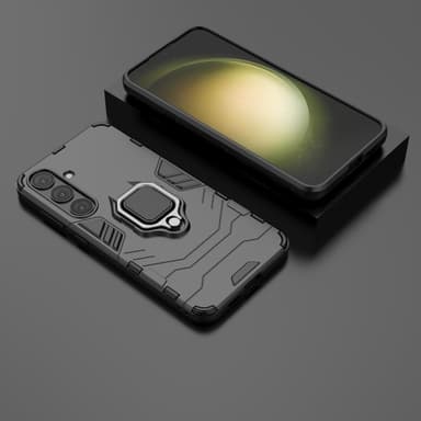 SKALO Samsung S24+ Armor Hybridi metallirengas kuori - Musta
